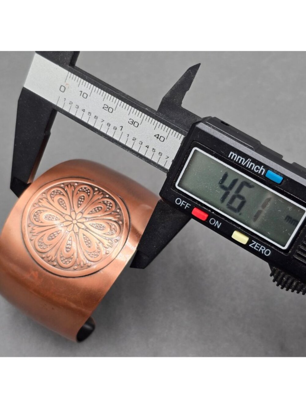 VTG Copper Floral Mandala Cuff Bracelet Copper Plated Stainless Boho Statement - Picture 6 of 7